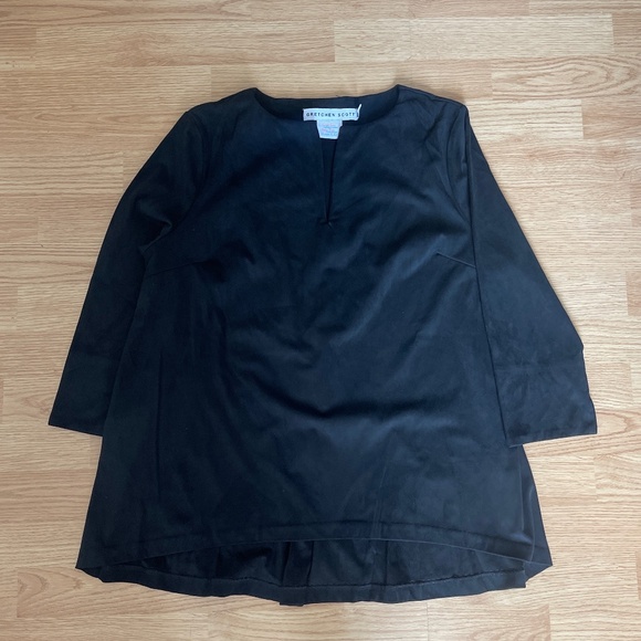 EUC Gretchen Scott Black Ultra Suede Swing Top Size Medium - Picture 3 of 8